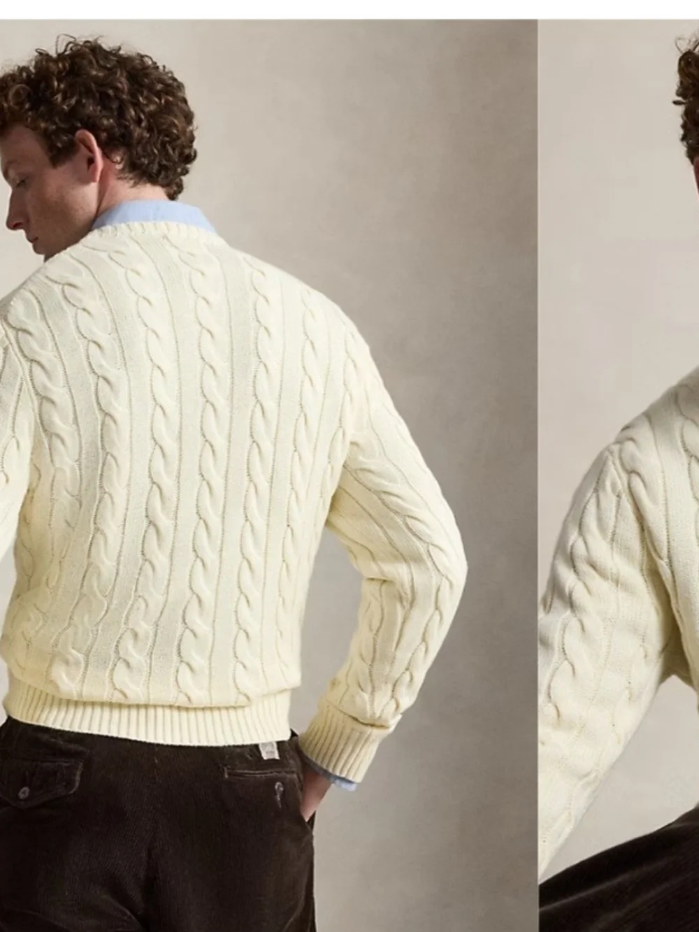 Polo by Ralph Lauren Cable-Knit Crewneck Sweater in Cream